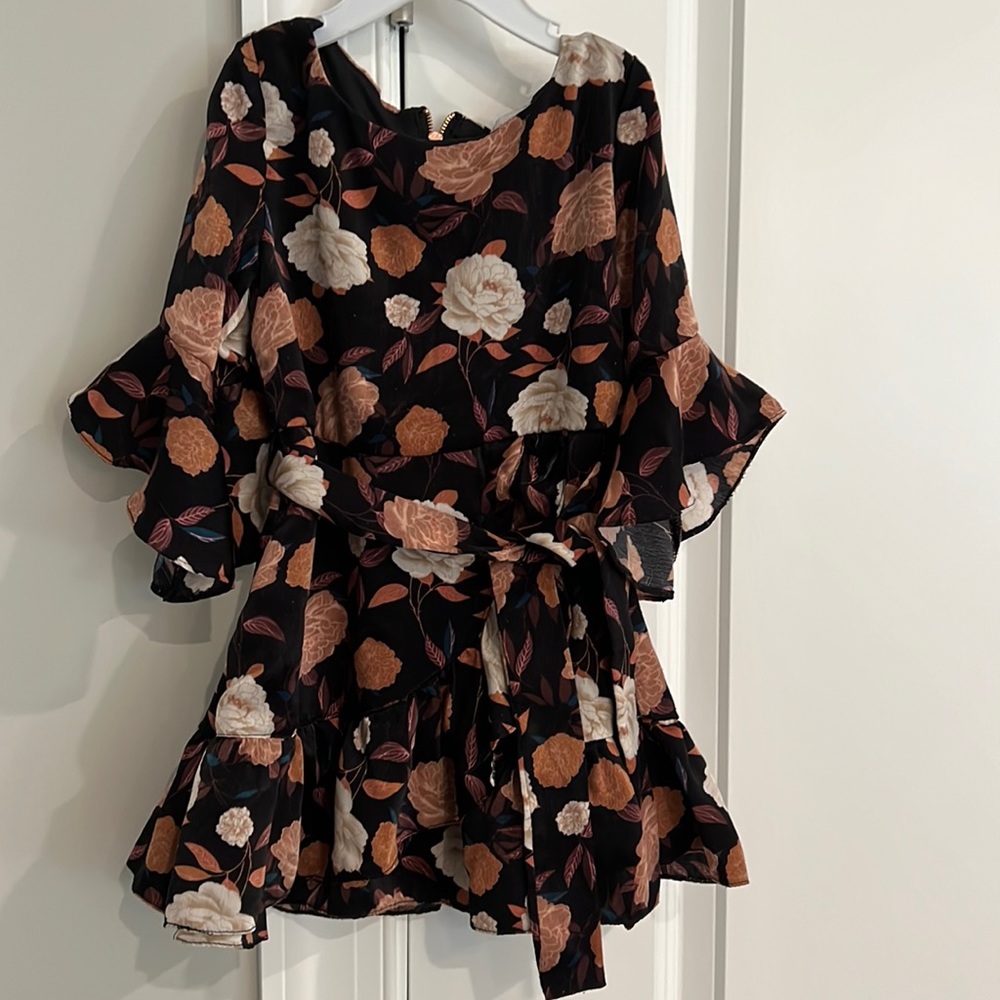 GB Girls Ruffle Sleeve Faux Wrap Floral Dress 3T